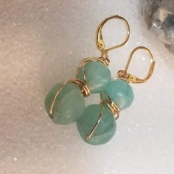 Beautiful Frosted beaded Wire wrapped Earrings - Picture 2 of 4